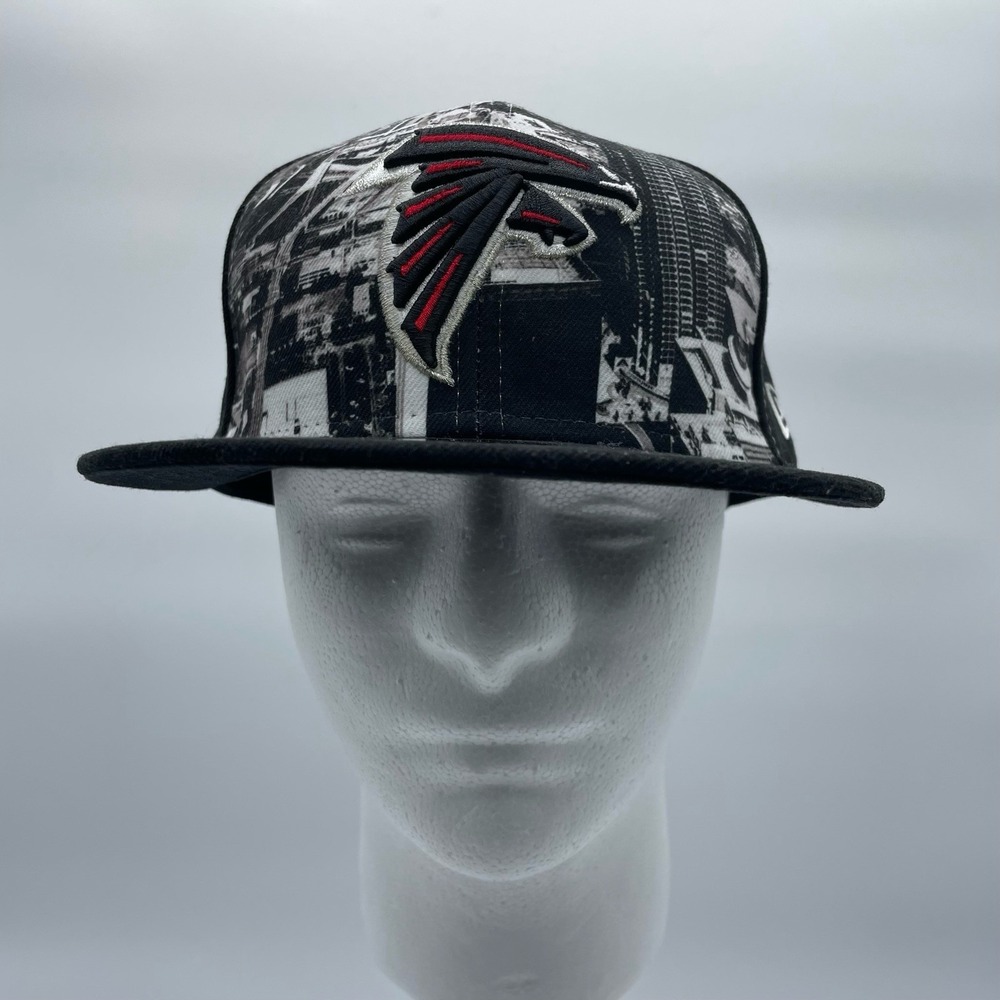 New Era 59FIFTY NFL Atlanta‎ Falcons Size 7 1/8 Fitted Hat City Vista Black Cap